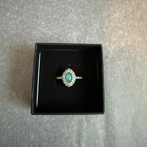 BP Silver and Aquamarine Gemstone Ring Sz 7